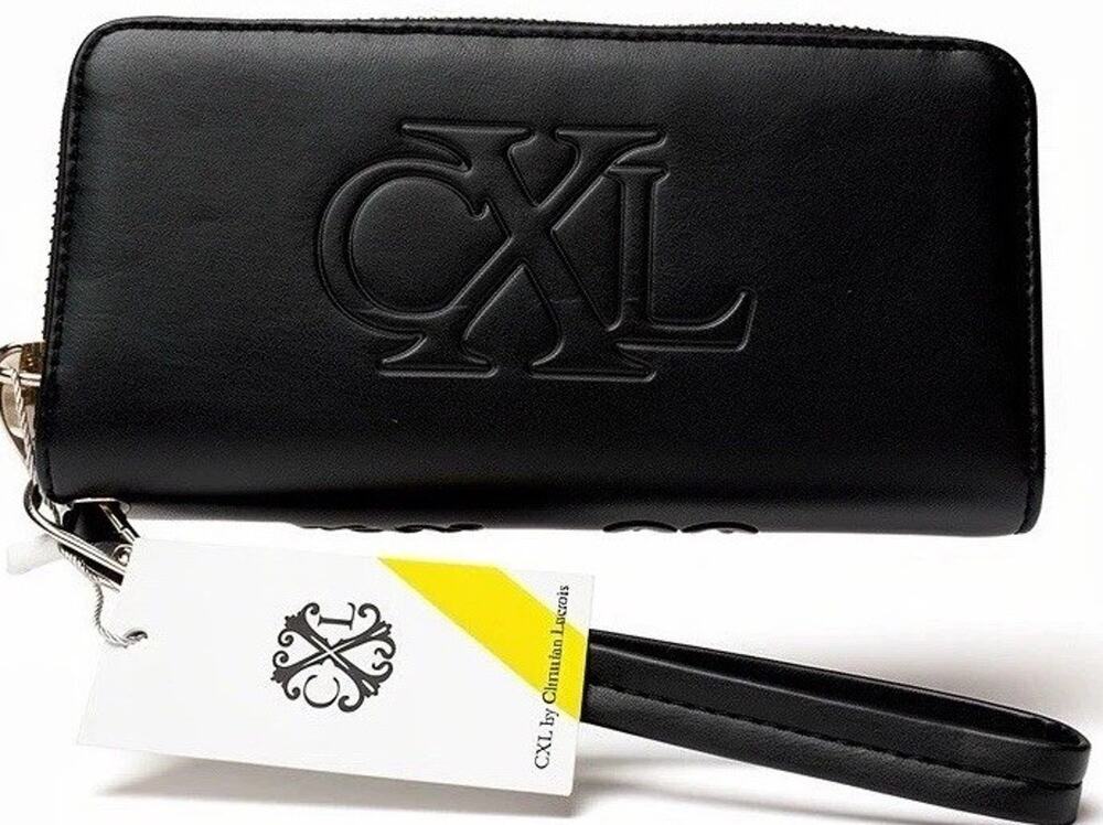 CXL by Christian Lacroix Black Faux Leather Zip Wristlet Wallet New w/ Tags